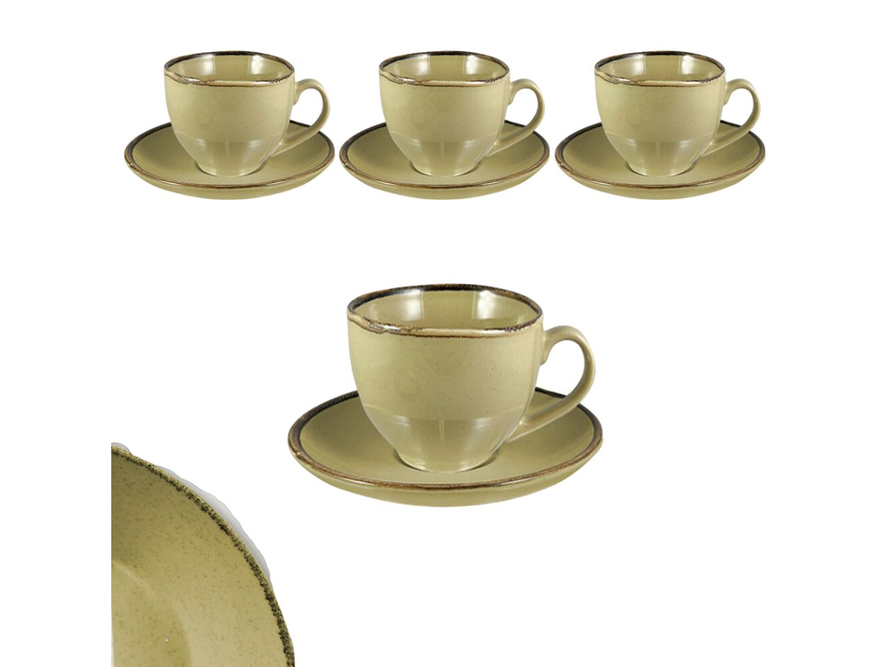 Linea tierra tazzine da caffe' con piattini colore fango - la confezione comprende 4 tazzine con piattini
