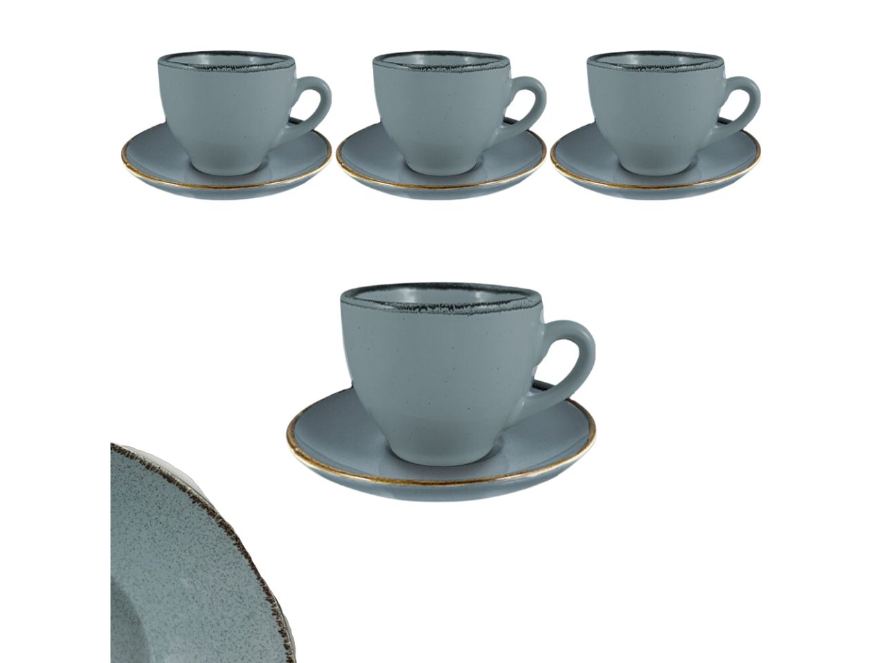 Linea tierra tazzine da caffe' con piattini colore giallo - la confezione comprende 4 tazzine con piattini
