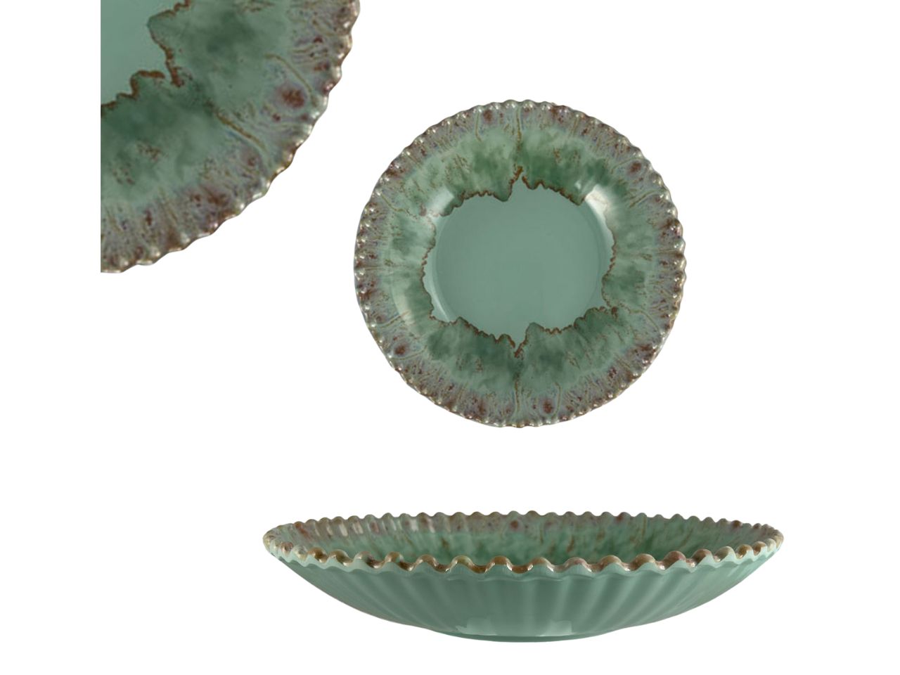 Vassoio tondo in melamina verde acqua contemporaneo 34x6,5 cm - Maison TortorÃ 