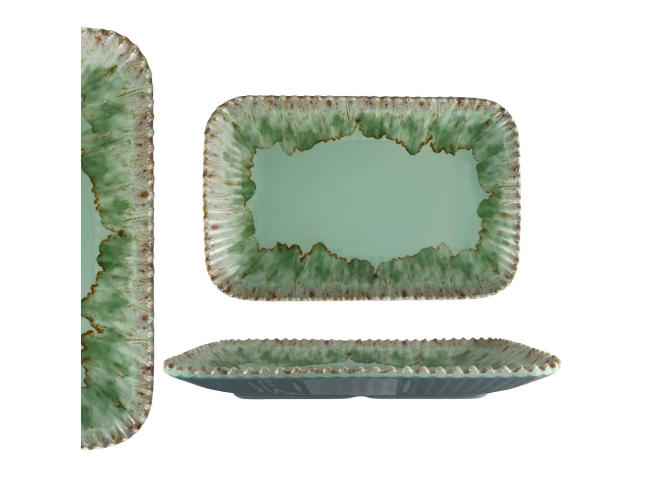 Vassoio rettangolare in melamina verde acqua 26x17x3 cm - Maison TortorÃ 