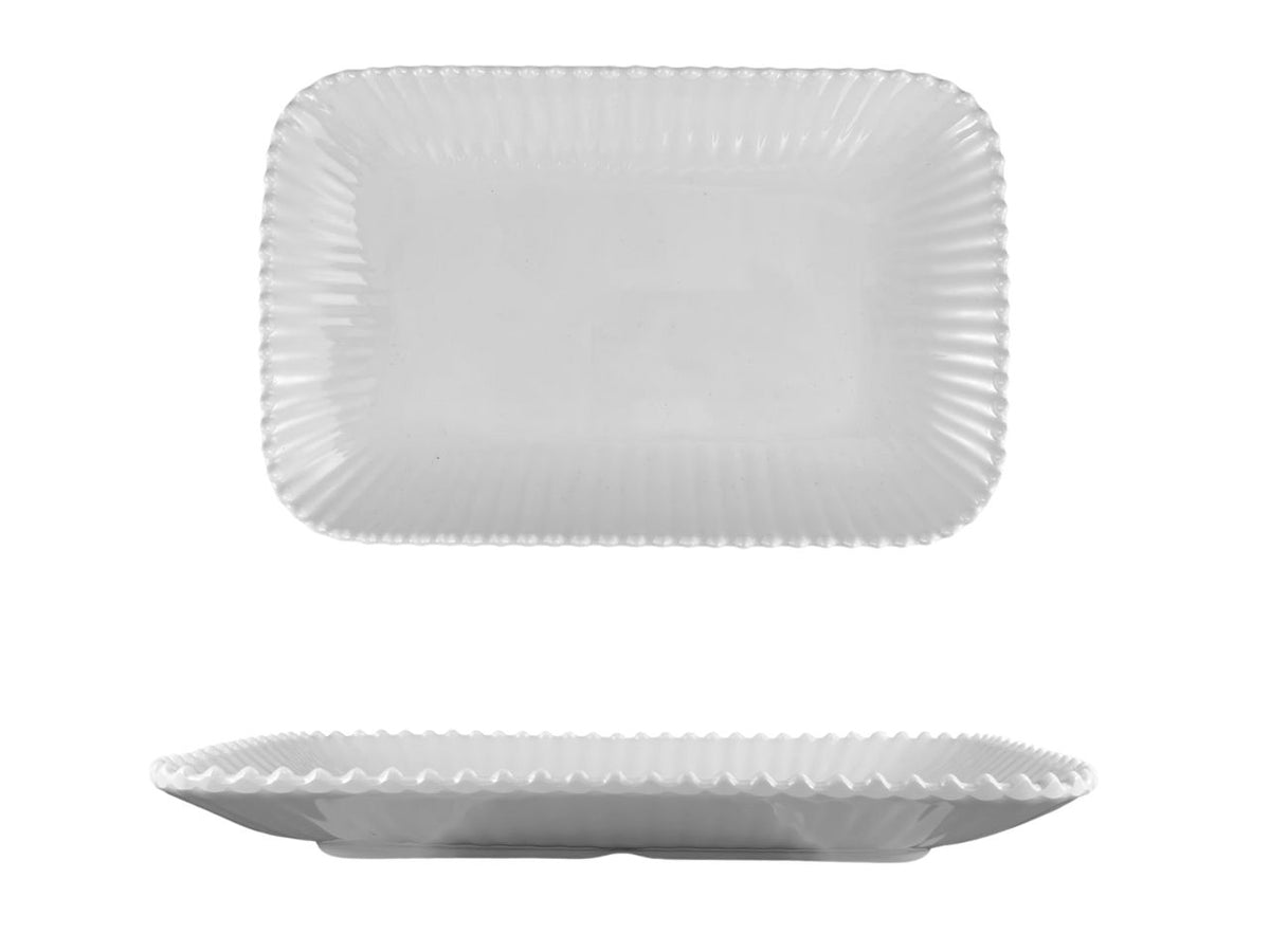 Vassoio rettangolare melamina bianco marinaro 30x21 cm, linea Perla - Maison TortorÃ 