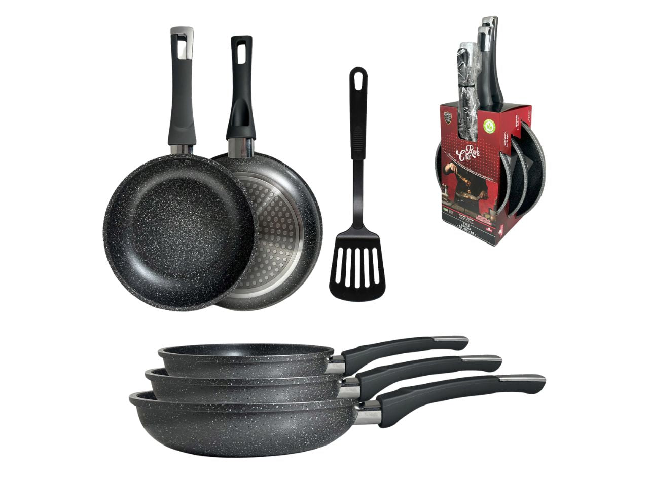 Rockchef set di 3 padelle 20/24/28+spatola