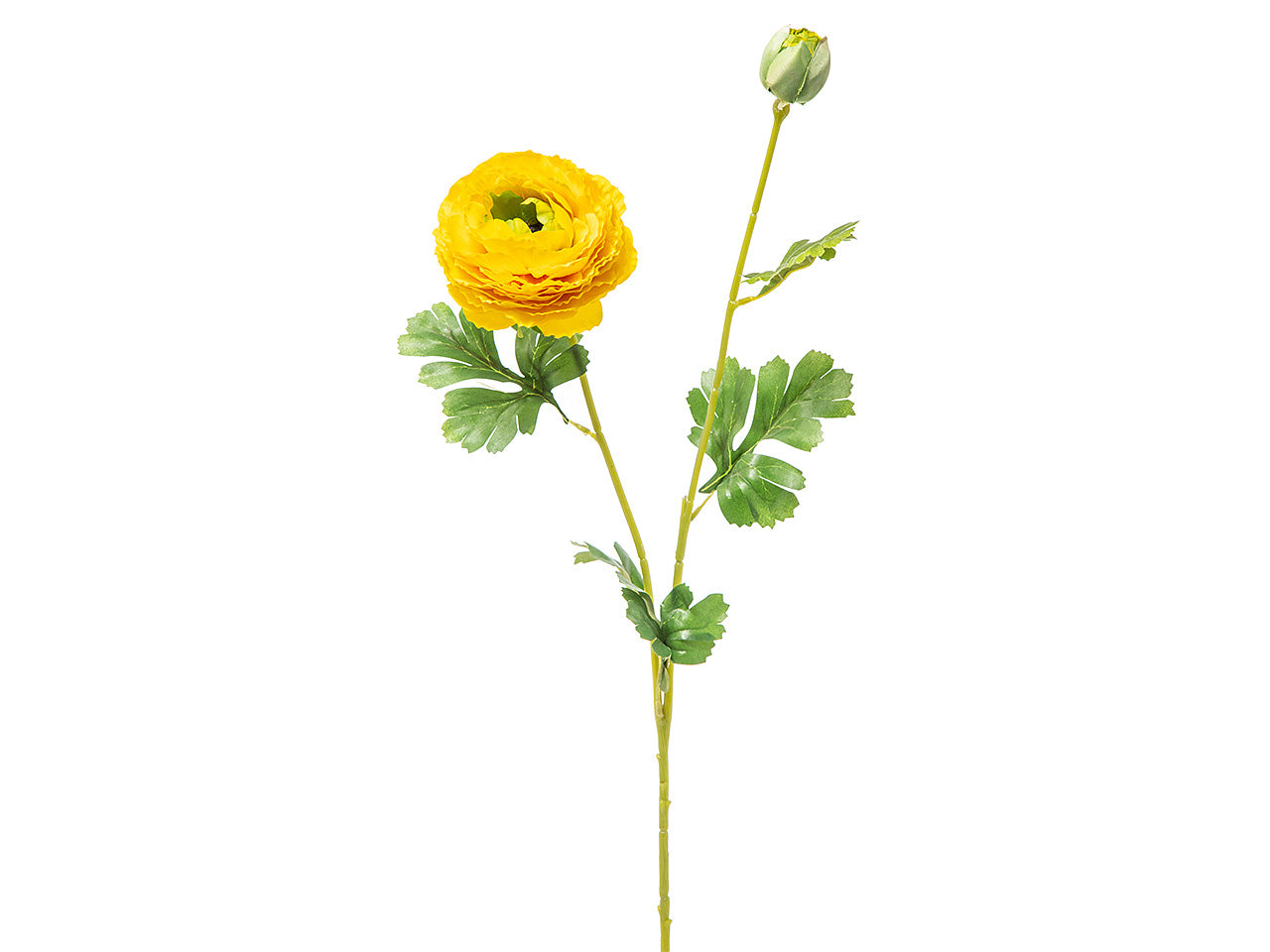Fiore di ranuncolo x 2 colore giallo h.74cm