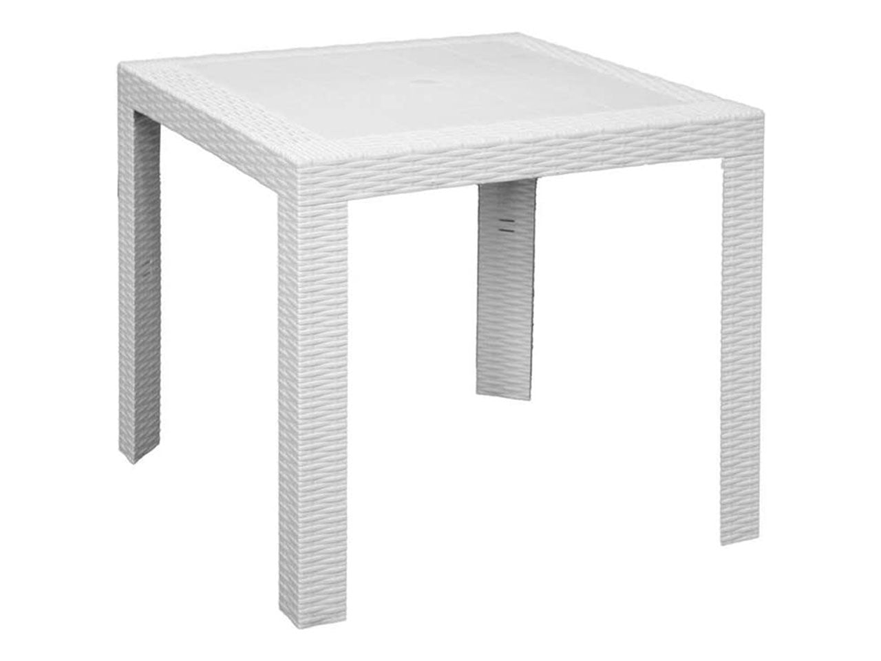 Tavolo saturno simil rattan colore bianco 80x72x80cm