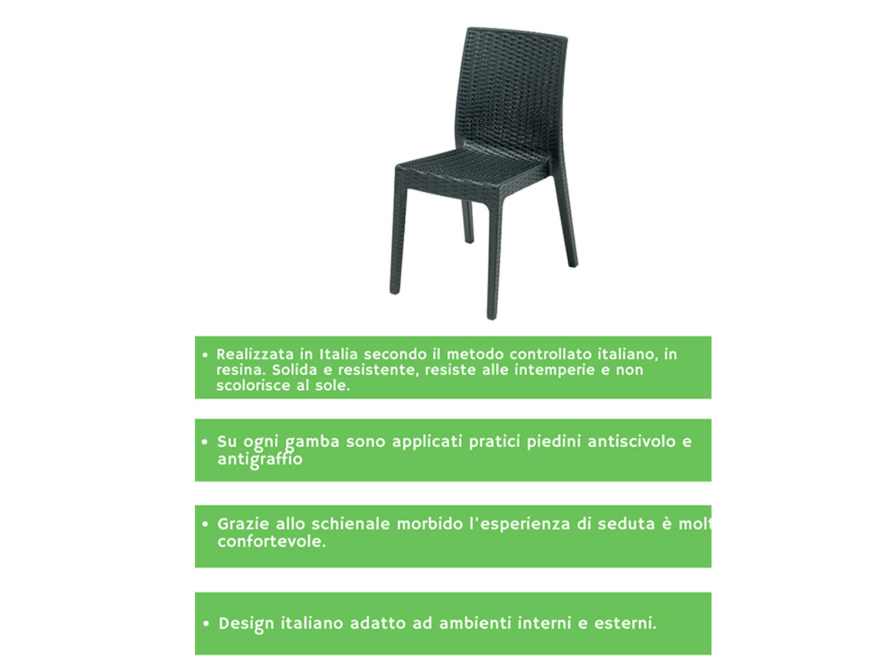 Sedia selene simil rattan antracite 55X46X85CM