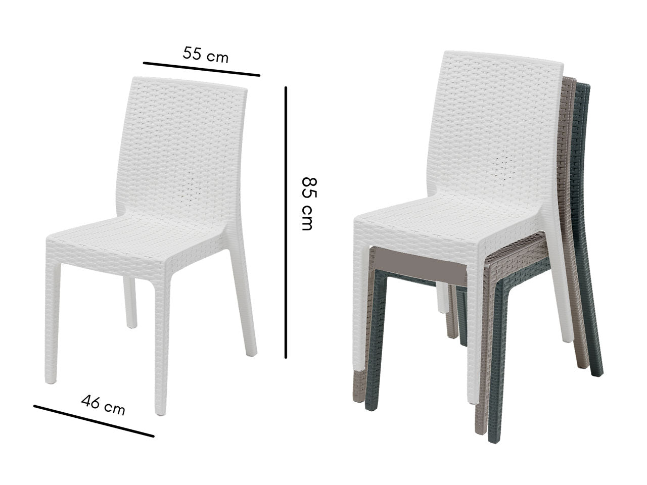 Sedia selene simil rattan colore bianco