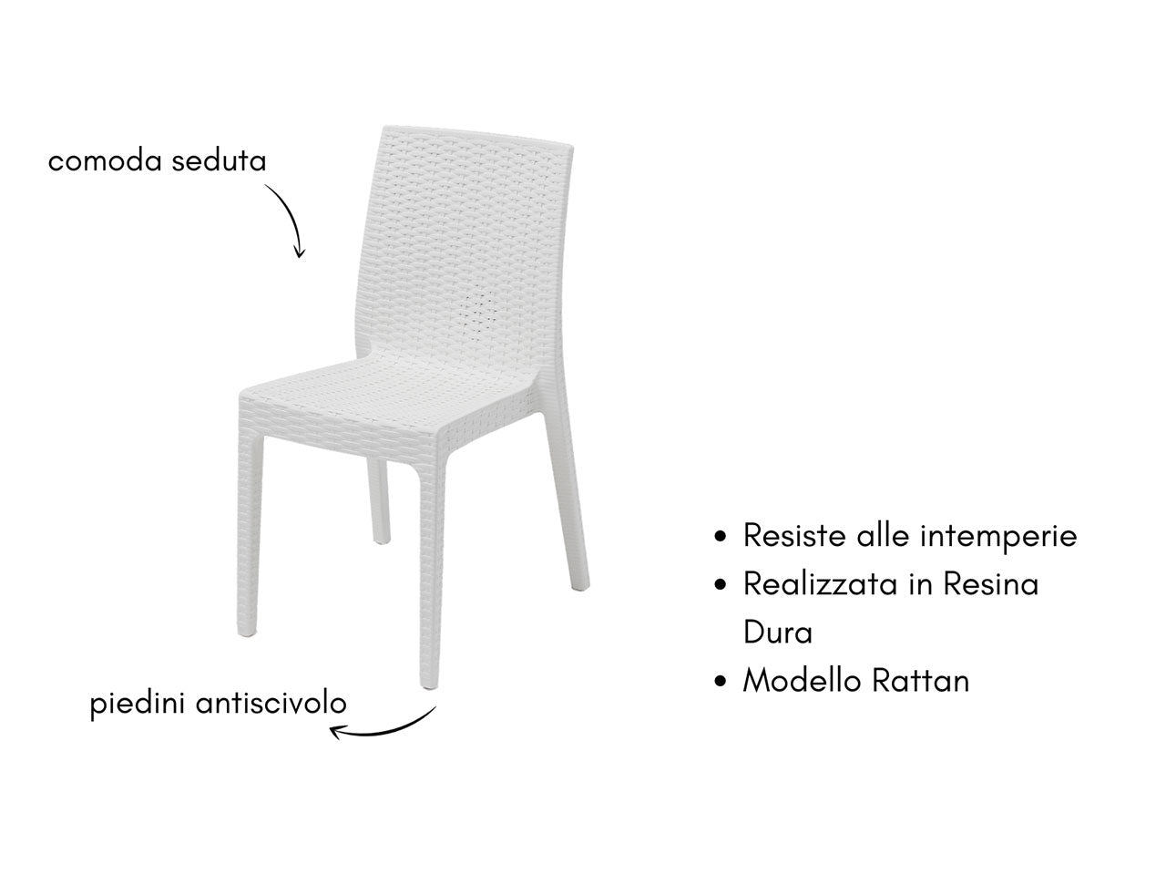 Sedia selene simil rattan colore bianco