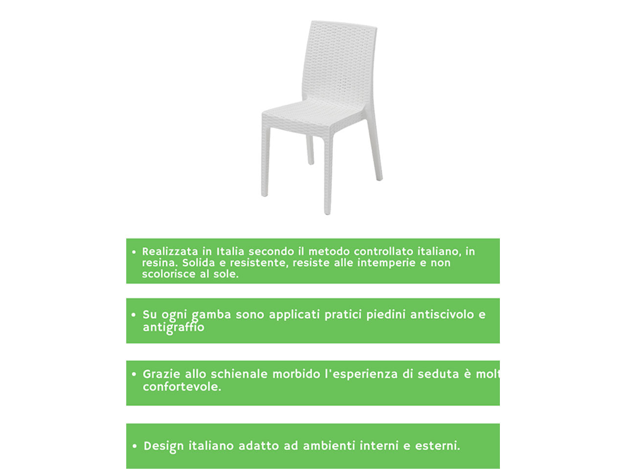 Sedia selene simil rattan colore bianco