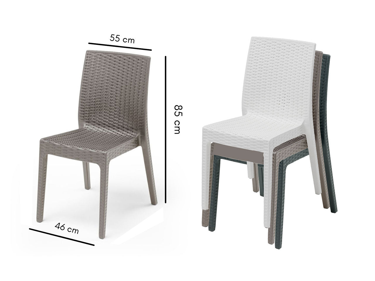 Sedia selene simil rattan tortora 55X46X85CM