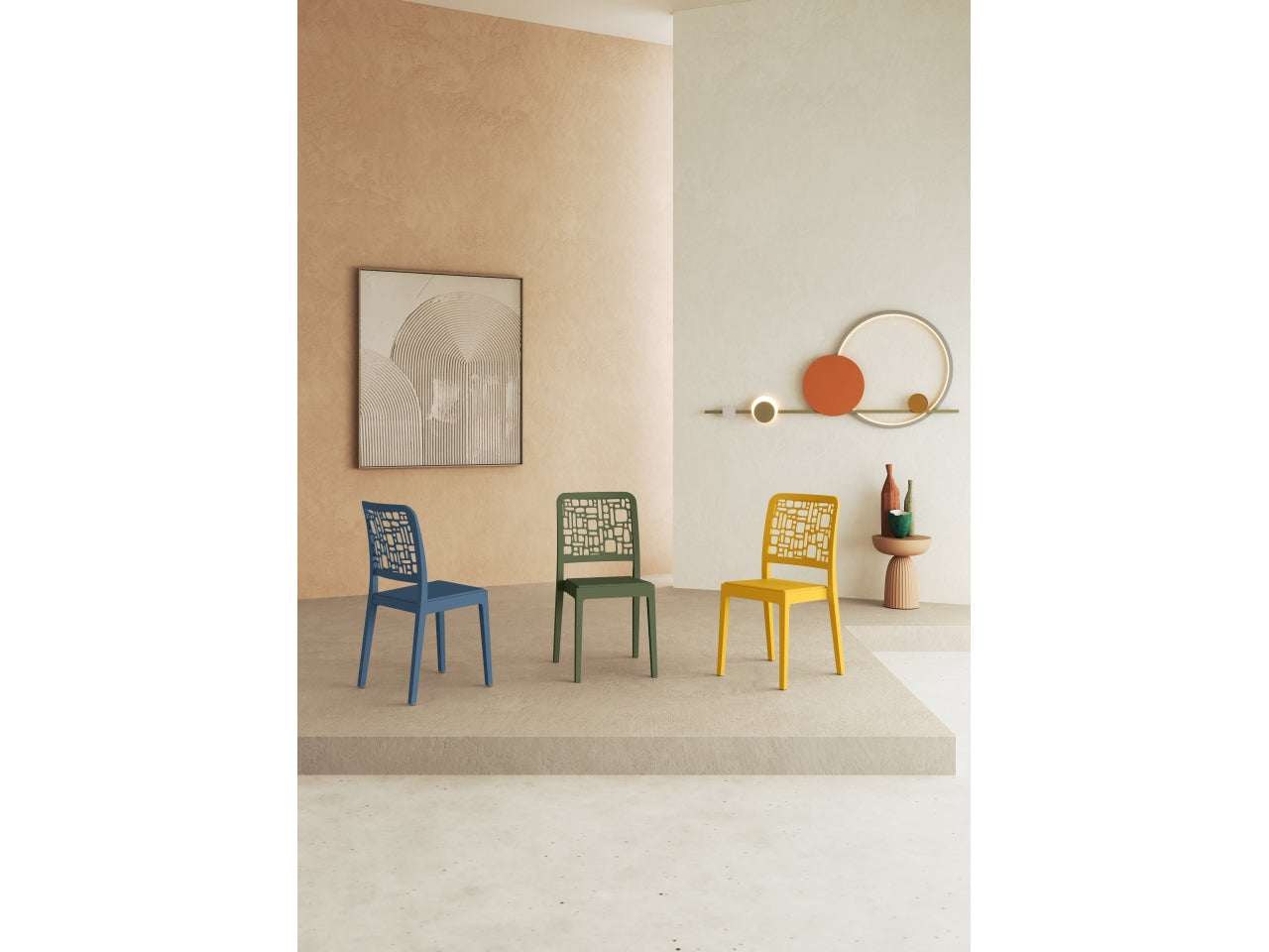 Sedia da esterno in plastica verde oliva Medea 51x46x88 cm - Areta