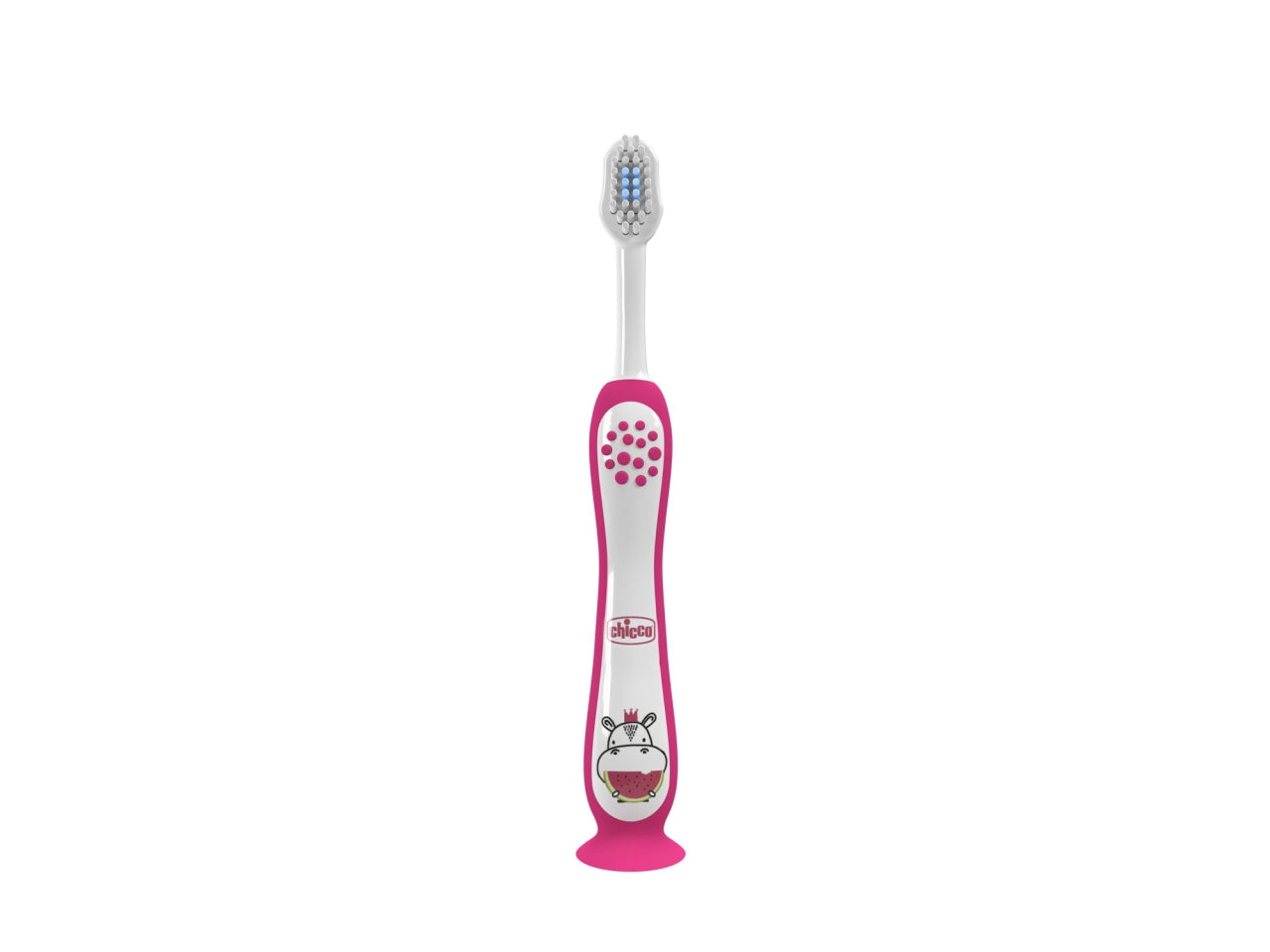 Spazzolino Hippo Oral Care Chicco con setole ultra sottili e impugnatura ergonomica rosa, 3-6 anni