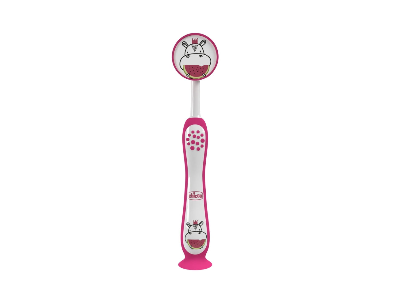 Spazzolino Hippo Oral Care Chicco con setole ultra sottili e impugnatura ergonomica rosa, 3-6 anni