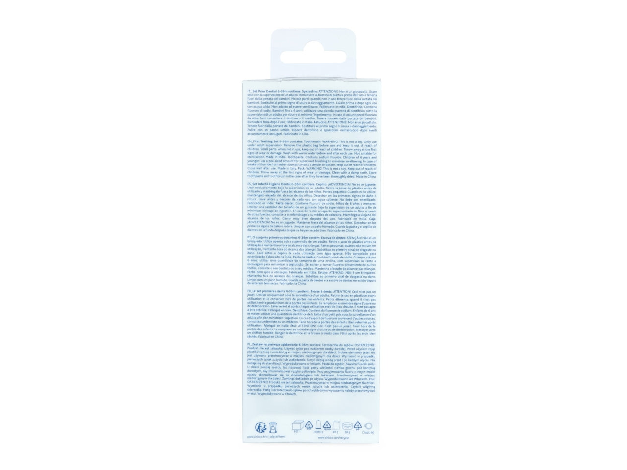 Astuccio Oral Care Chicco per igiene orale fuori casa con spazzolino e dentifricio, colore azzurro, 6 + mesi