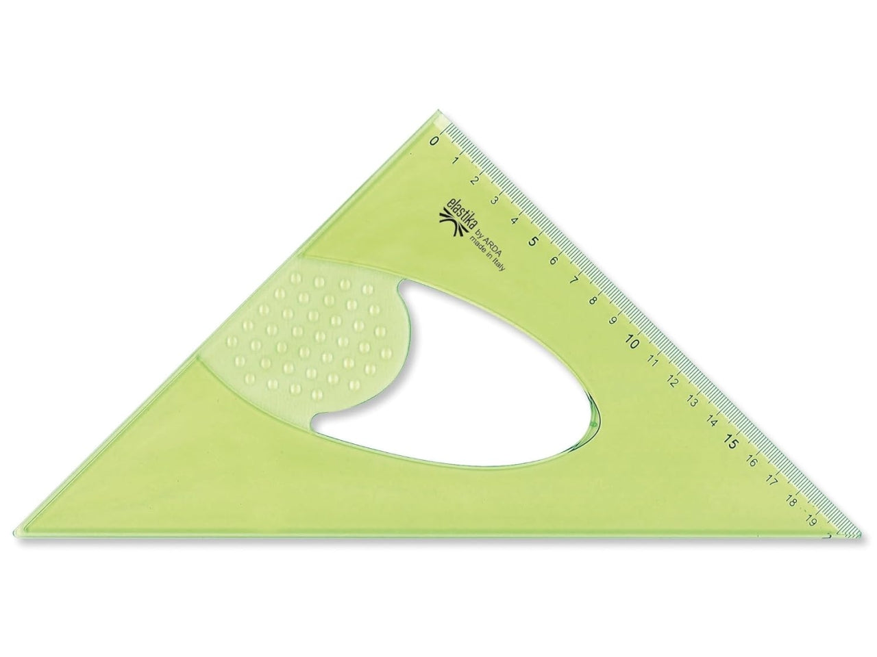 Squadra 45 gradi 30cm verde trasparente in plastica flessibile, Linea Elastika - Arda