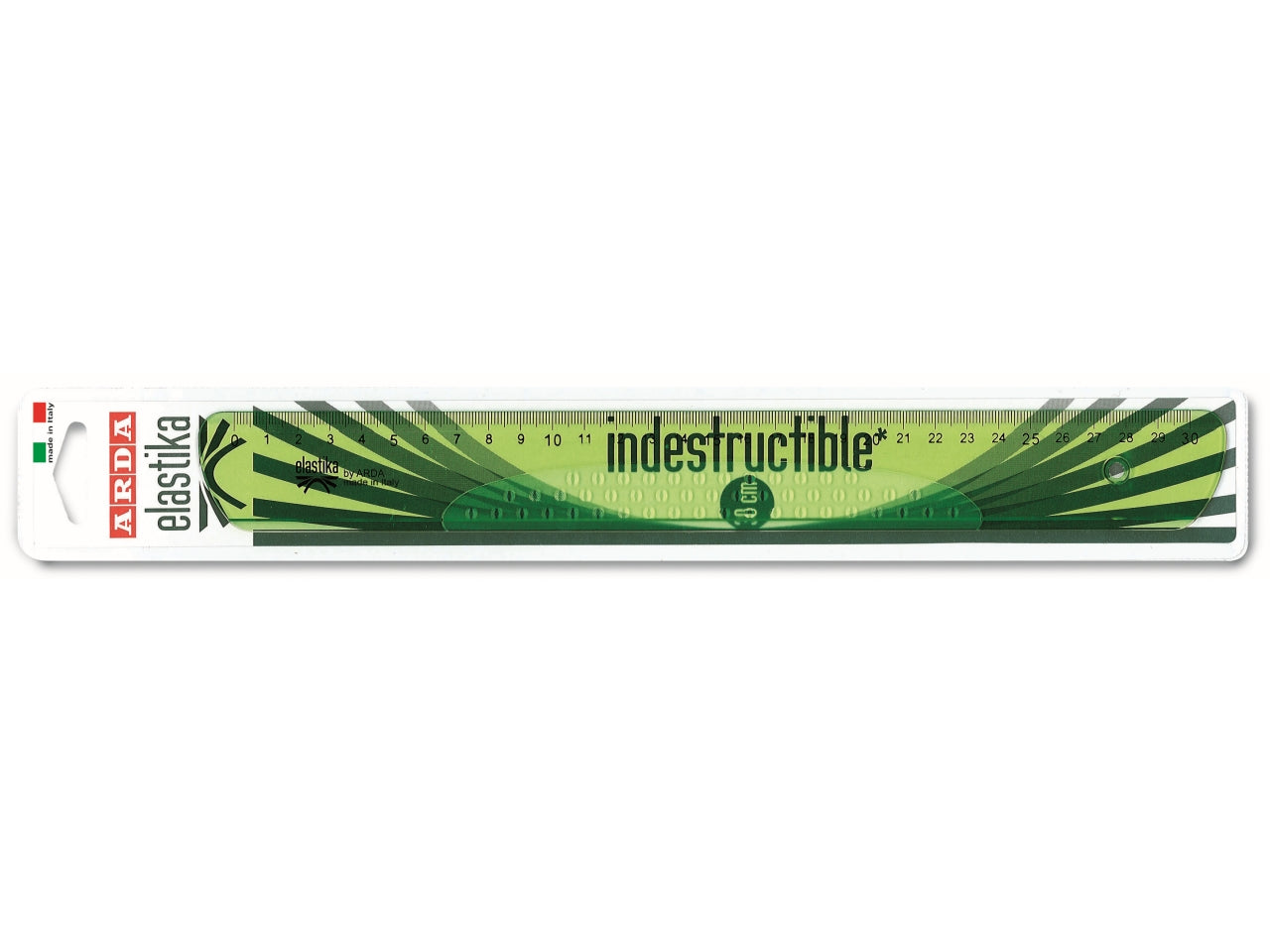 Riga 30cm verde trasparente in plastica flessibile, Linea Elastika - Arda