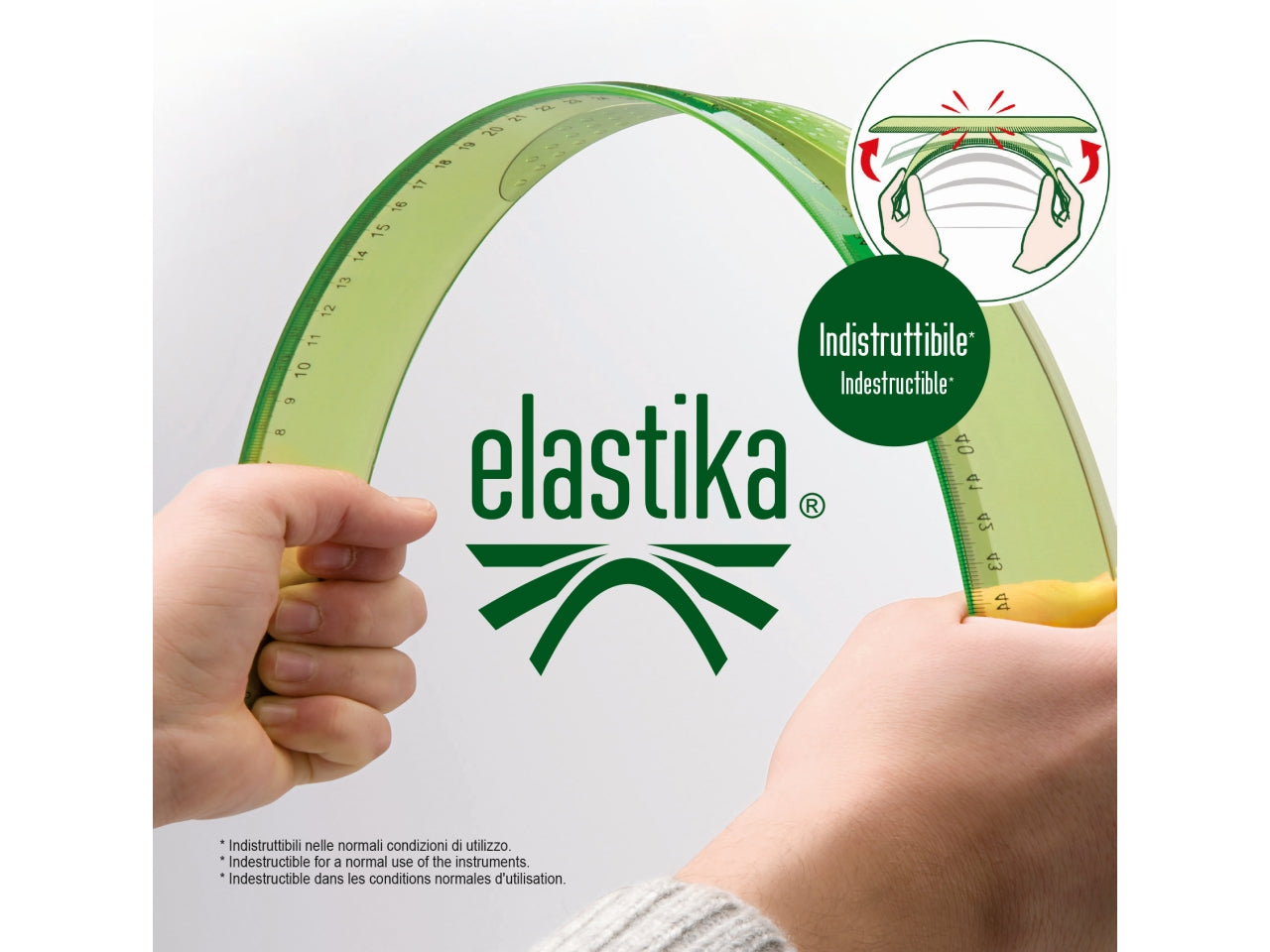 Riga 30cm verde trasparente in plastica flessibile, Linea Elastika - Arda