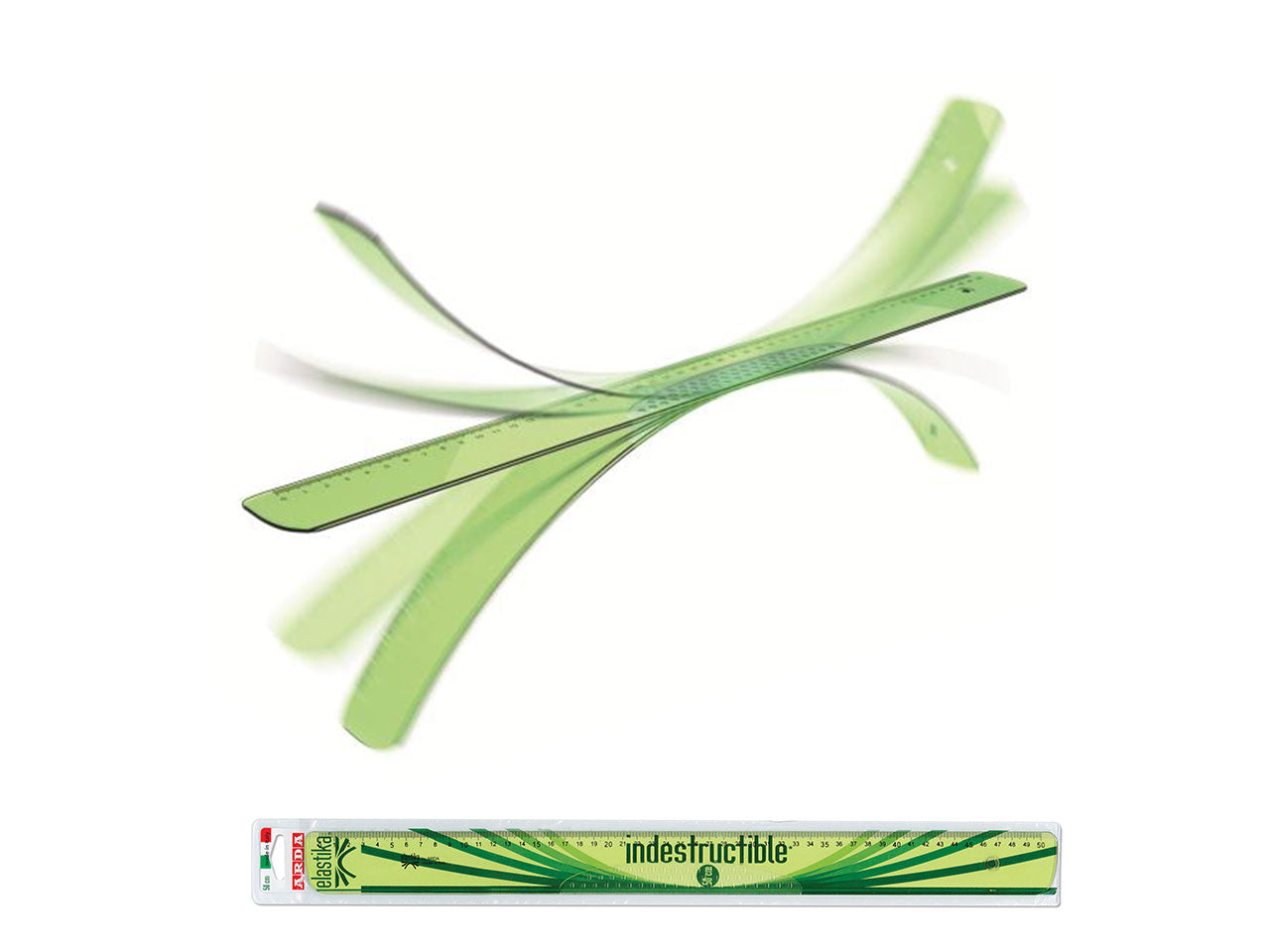 Riga 50cm verde trasparente in plastica flessibile, Linea Elastika - Arda