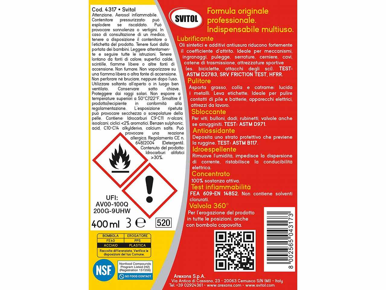 Svitol lubrificante spray multifunzione 400ml