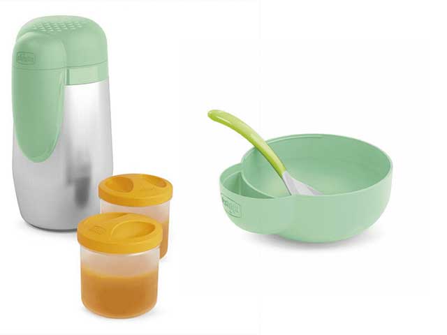 Chicco Portapappa Termico Inox con Due Contenitori