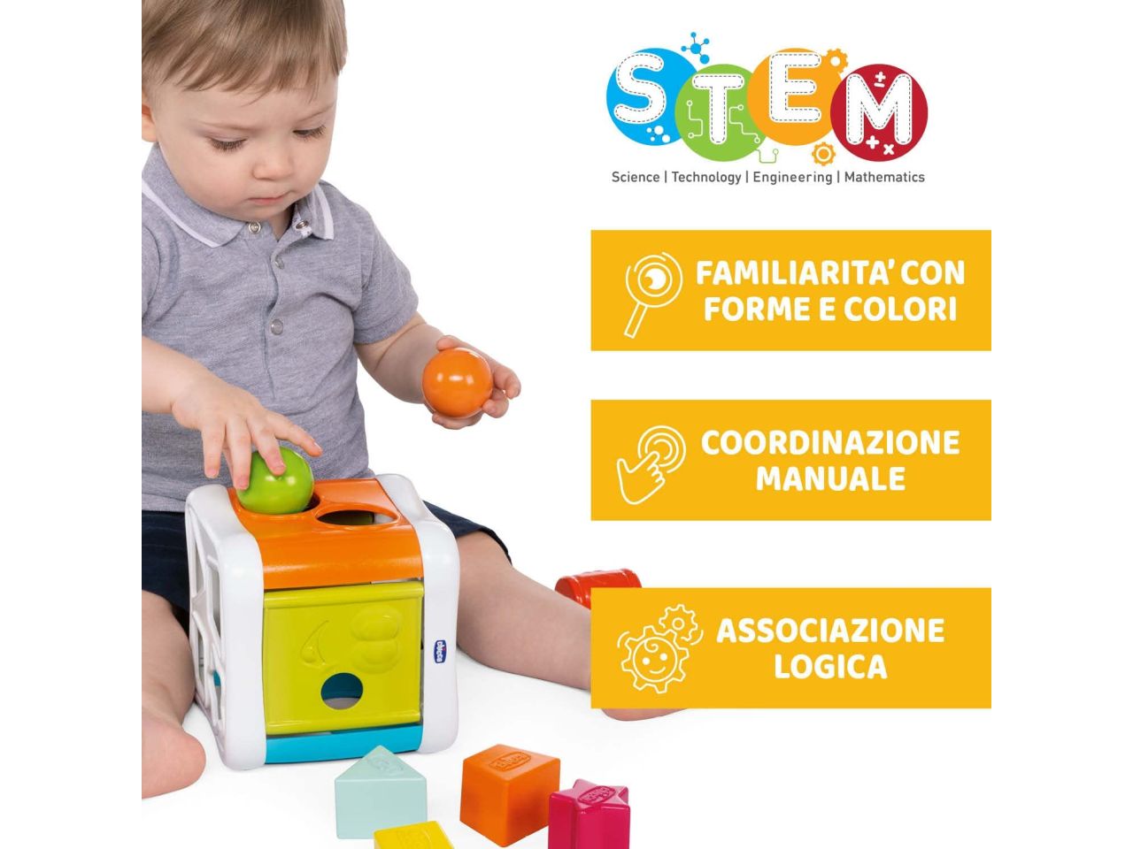 Chicco Cubo Incastra e Martella 2 in 1 Gioco Educativo