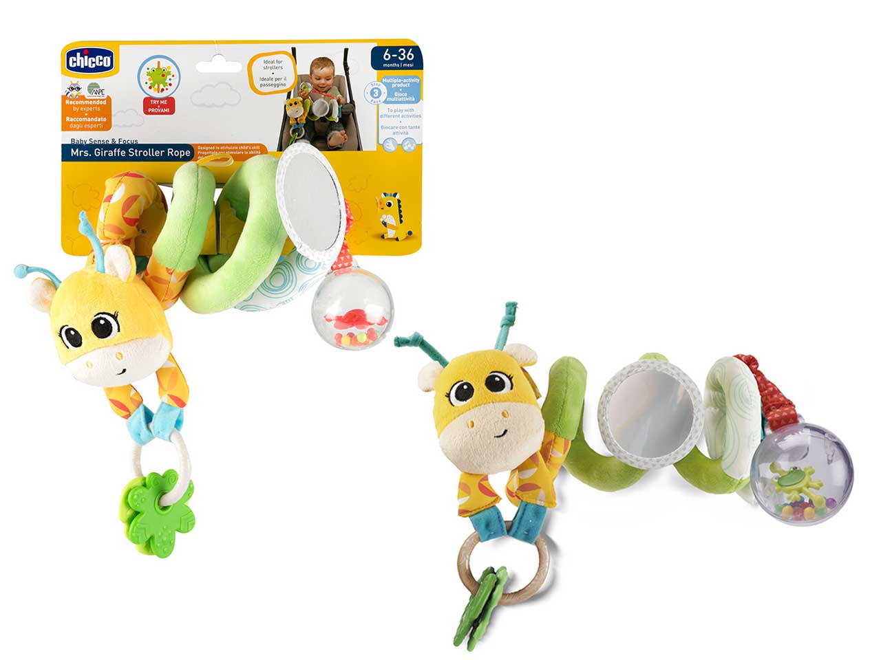 Chicco Fune Passeggio Mrs Giraffa Spirale Passeggino con Sonaglio e AttivitÃ 