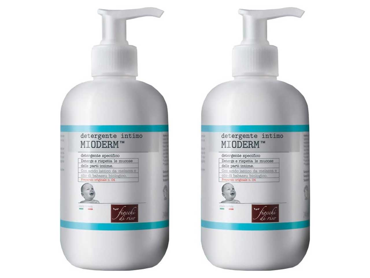 Detergente intimo Mioderm 240 ml per l'igiene del neonato confezione 2 pezzi, Made in Italy - Fiocchi di Riso