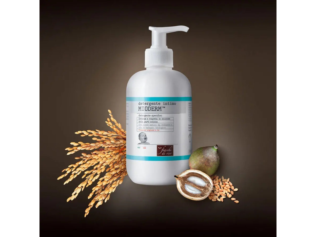 Detergente intimo Mioderm 240 ml per l'igiene del neonato confezione 2 pezzi, Made in Italy - Fiocchi di Riso