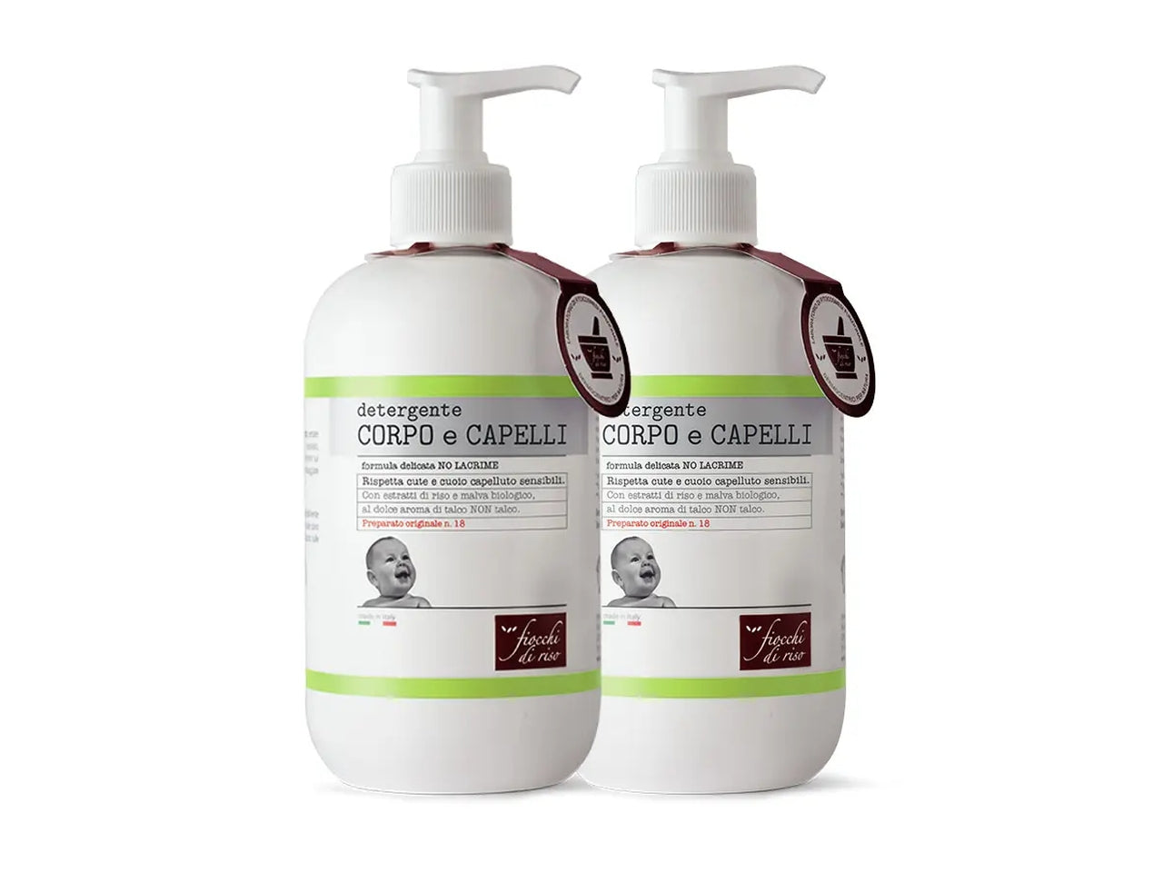 Fiocchi di Riso Bipacco Detergente Corpo e Capelli Talco Delicato Bimbi, 2x400ml