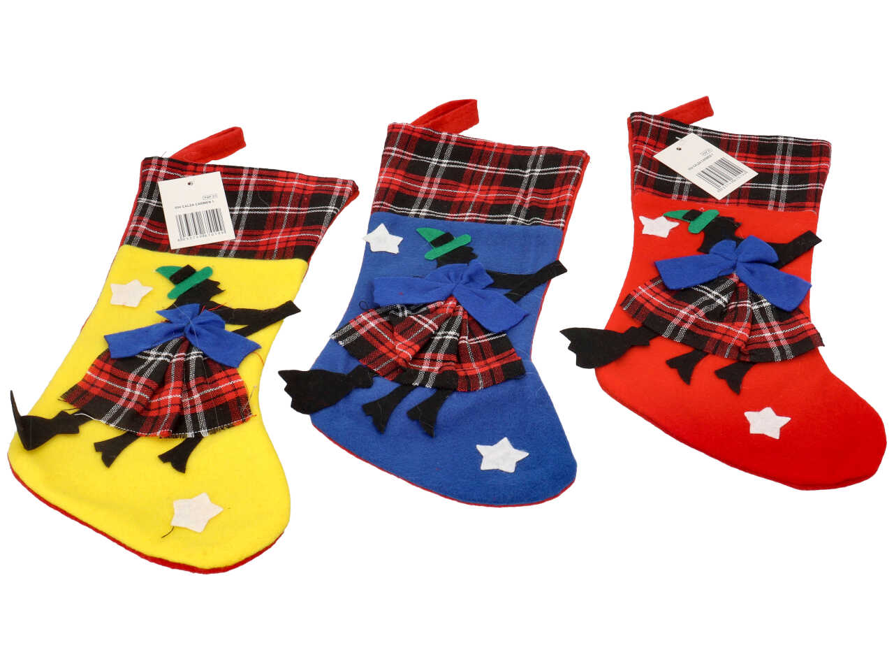 Calza carmen n.1 in panno con applicazione befana msura h.32cm