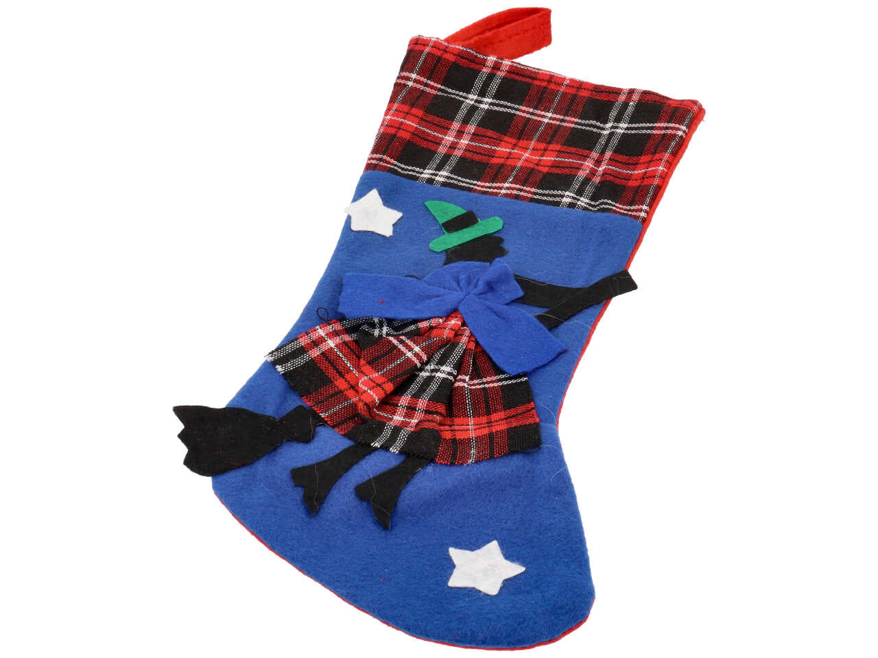 Calza carmen n.1 in panno con applicazione befana msura h.32cm