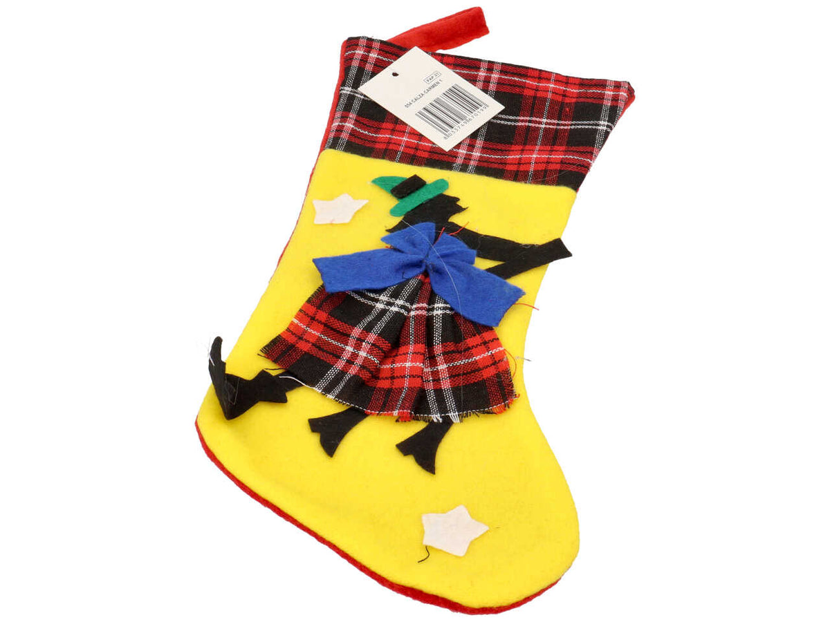Calza carmen n.1 in panno con applicazione befana msura h.32cm