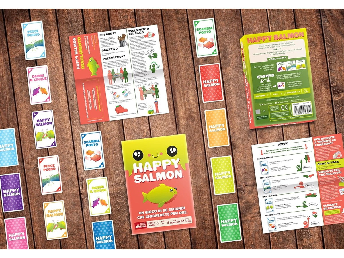 Happy Salmon: Gioco Veloce dai Creatori di Exploding Kittens, 3-8 Partecipanti, Dai 6 Anni in su, Versione Italiana - Asmodee