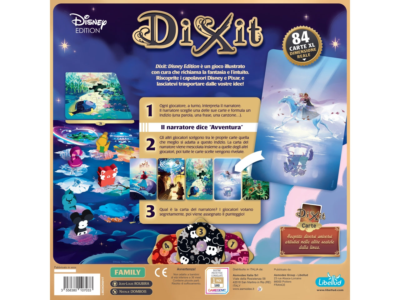 Dixit Disney: Avventura di Fantasia e Immaginazione con Personaggi Disney, per 3-6 Partecipanti, Dai 8 Anni in su, Versione Italiana - Asmodee