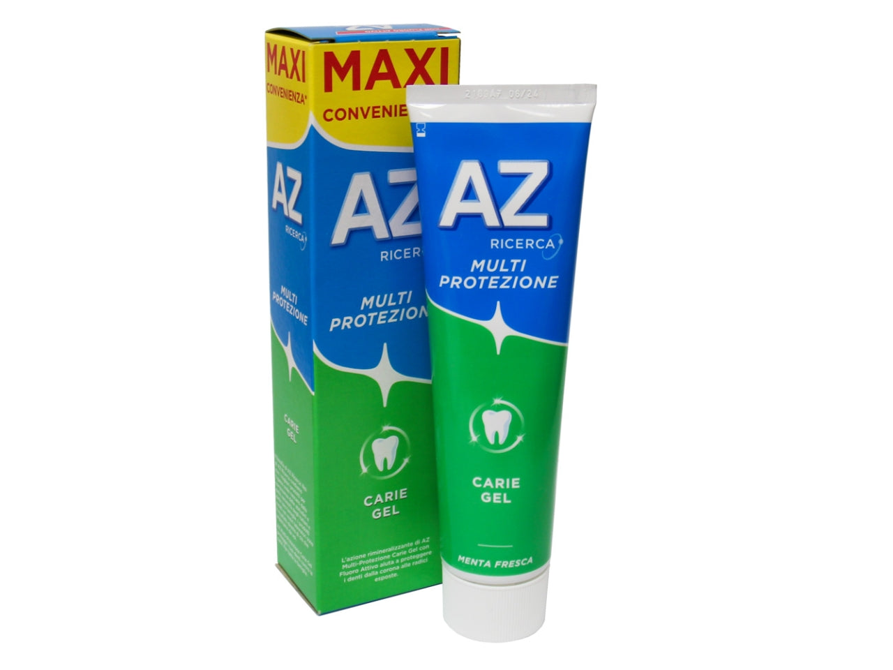 Dentifricio AZ Multi Protezione Carie Gel Maxi Convenienza 85ml: Rimineralizzante con Fluoro Attivo, Protezione Completa da Corona a Radici, Gusto Menta Fresca, per Tutte le EtÃ  (6+) $