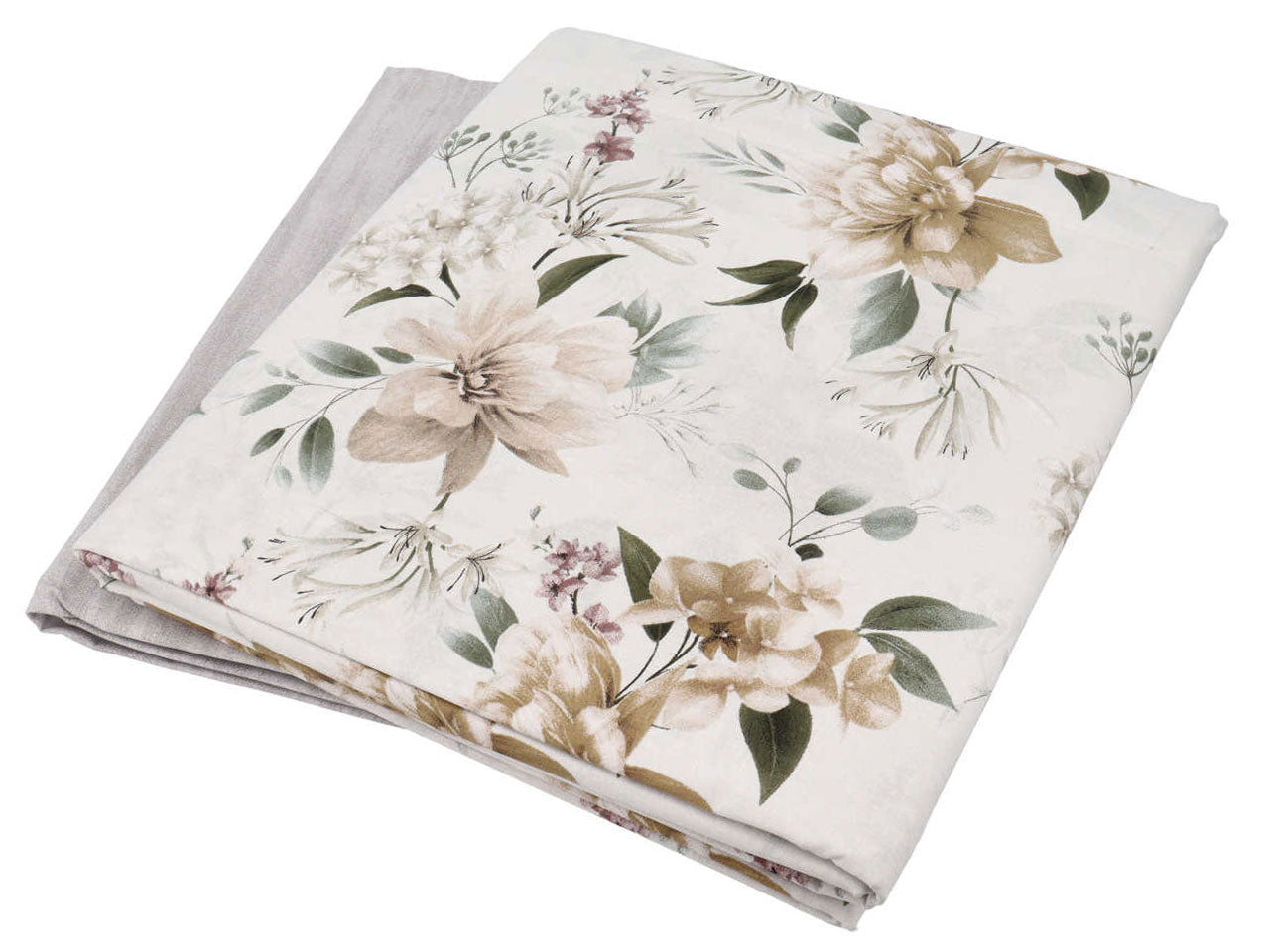 Charlotte completo letto matrimoniale in cotone stampato panna