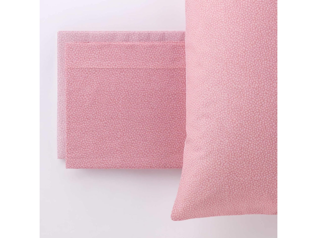 Set Completo Lenzuola Matrimoniale Arios Pois Rosa, Puro Cotone, Linea Oro Carillo Home