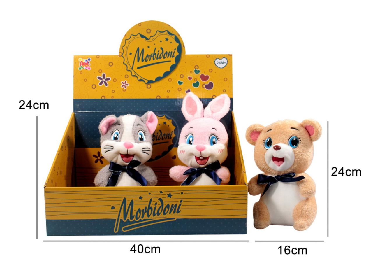 Peluche animali 3 ass. cm 23