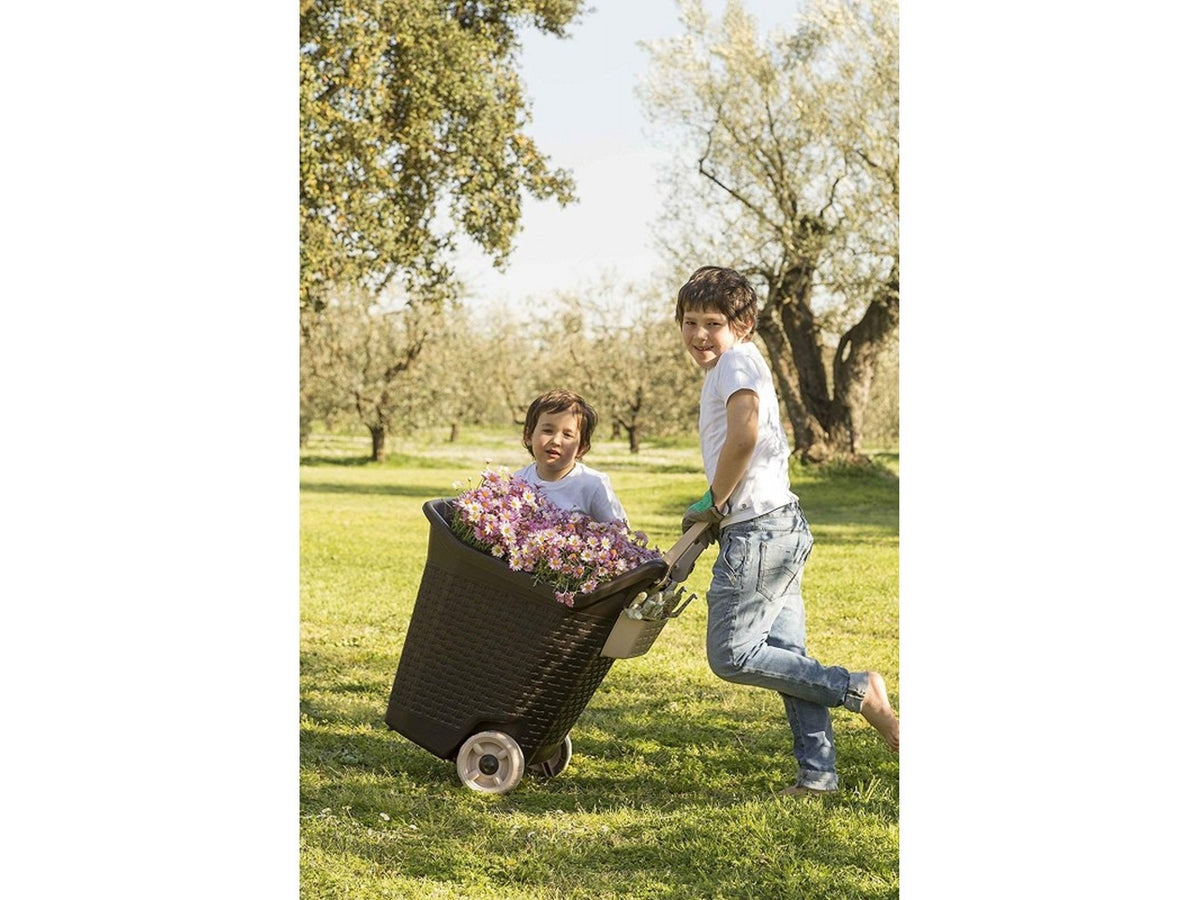 Carrello multiuso Kart con 2 ruote 76 lt. cacao per fogliame, legna e mangime