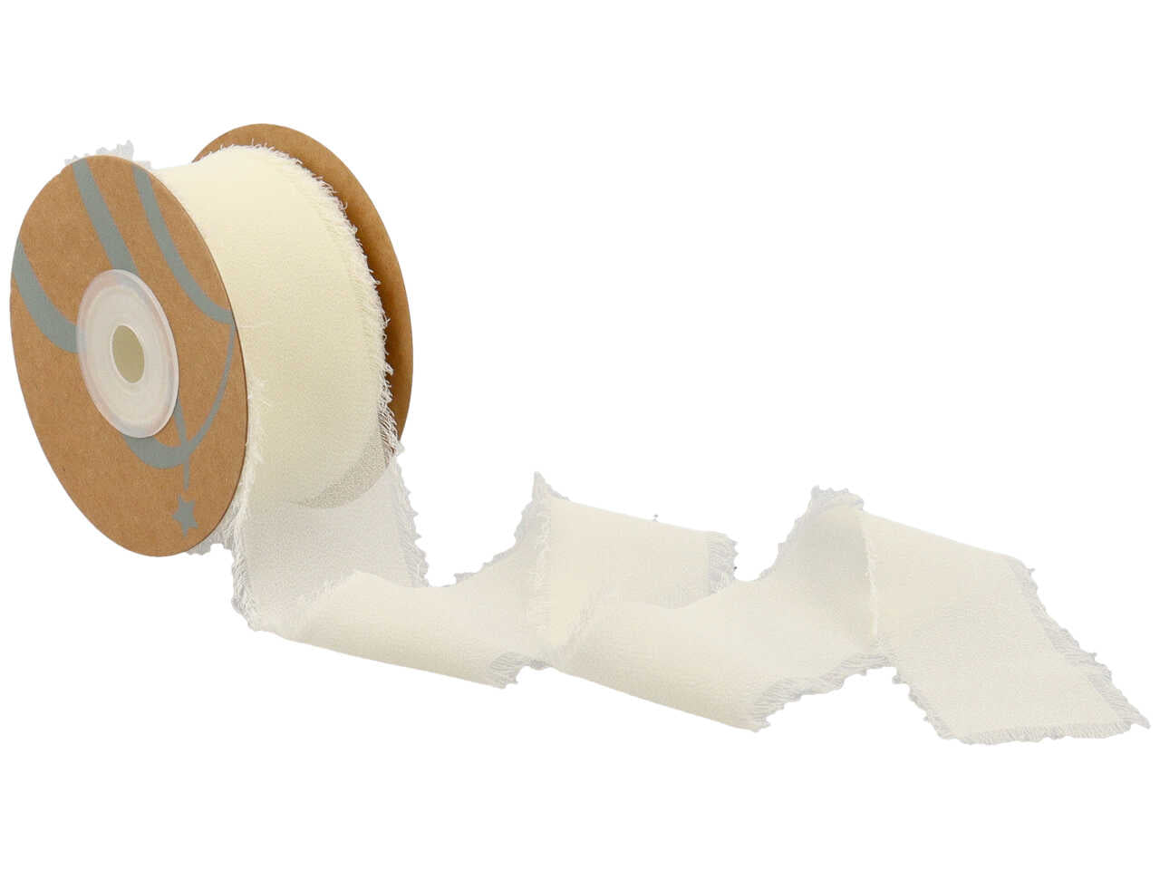 Nastro di seta con frangia colore panna 40mmx15mt