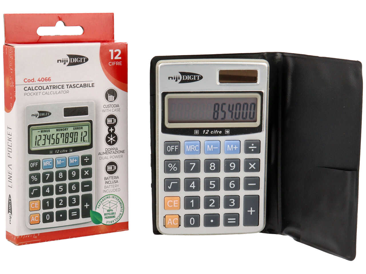 Calcolatrice niji colore grigio 11x7x1.5 cm