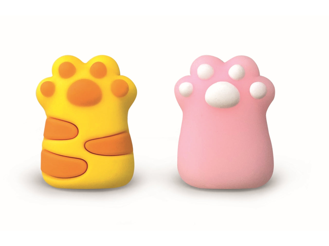 Temperino a zampa catpaw giallo e rosa, plastica morbida - Lebez