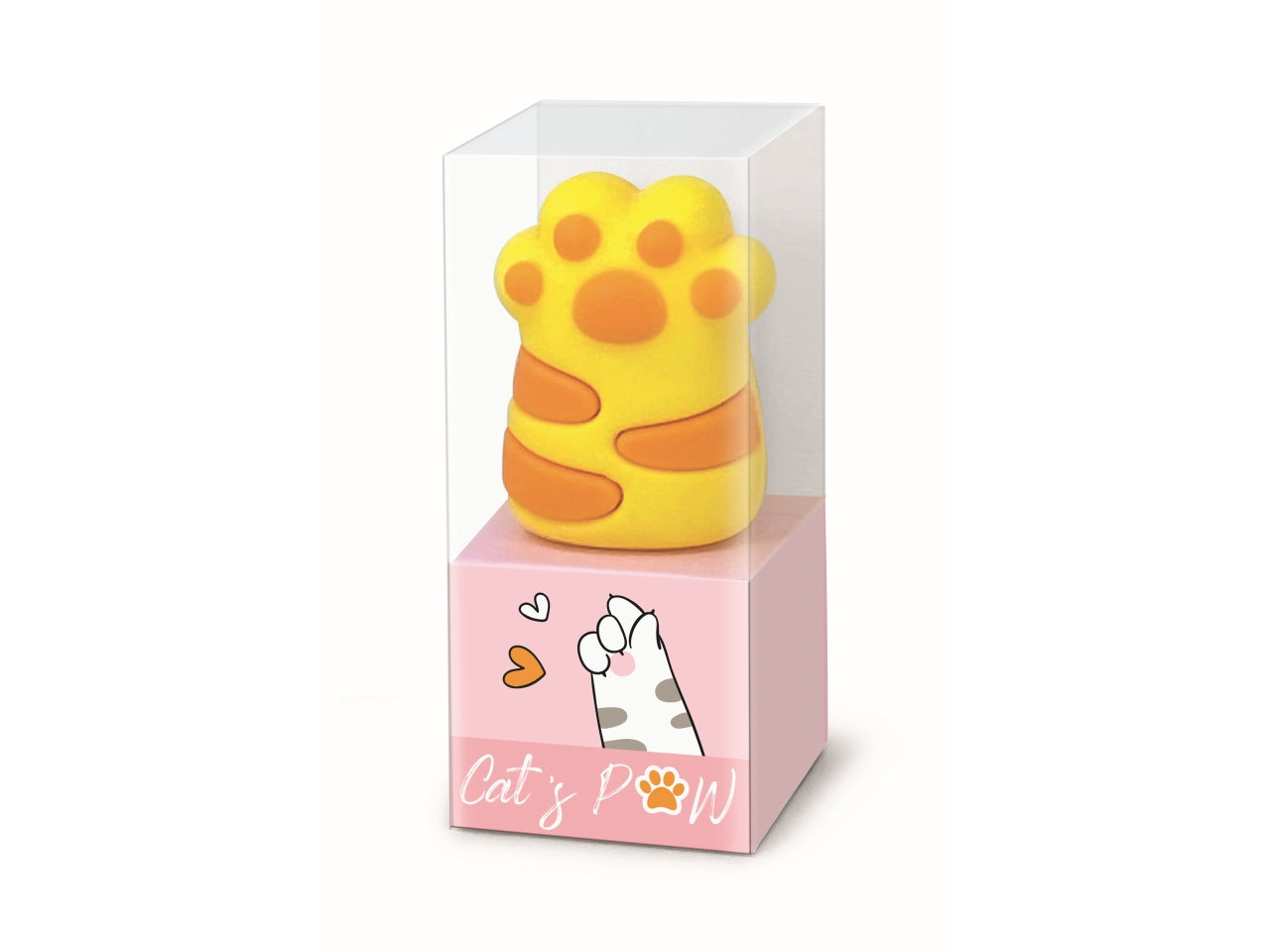 Temperino a zampa catpaw giallo e rosa, plastica morbida - Lebez