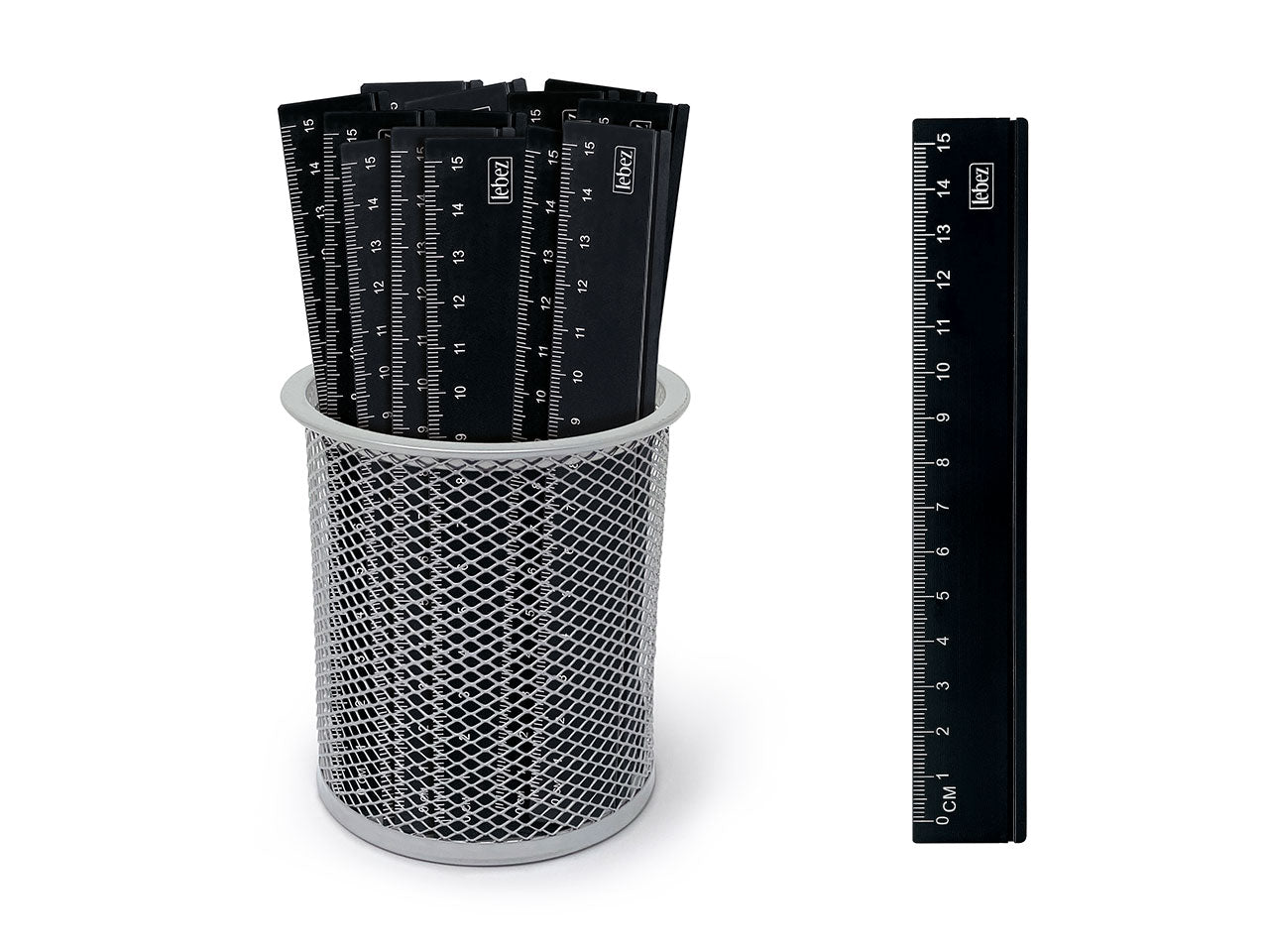 Righello alluminio con porta penne 15cm nero la confezione contiene 36 righelli