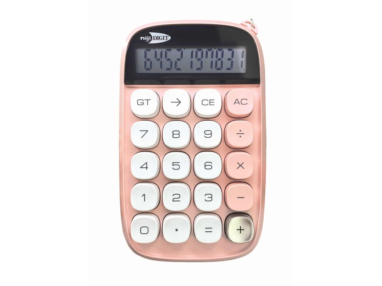 Calcolatrice da tavolo a 10 cifre rosa e verde in plastica - NijiDigit