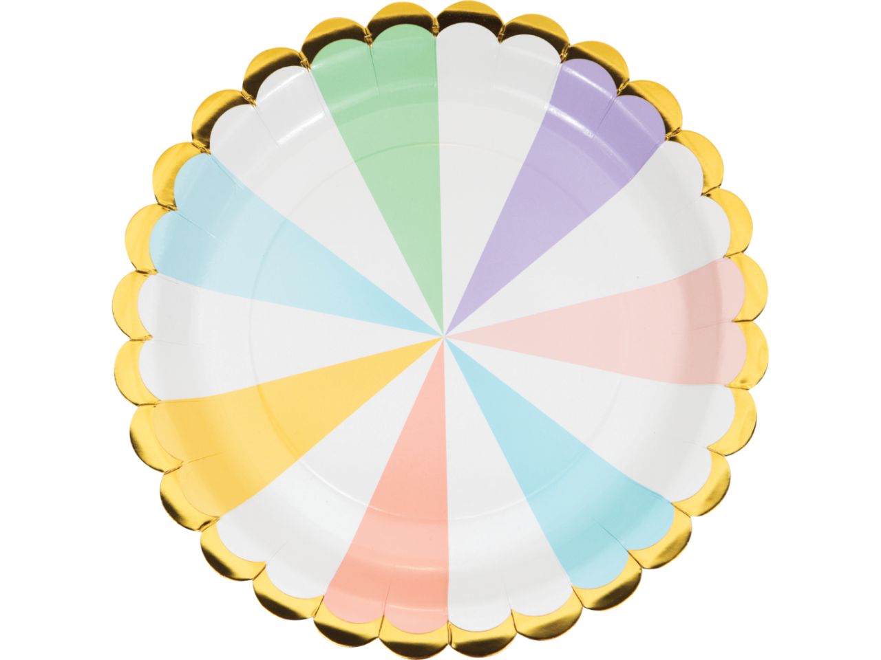 Piatto sagomato metallizzato pastel celebration misura 23cm - la confezione comprende 8 piatti