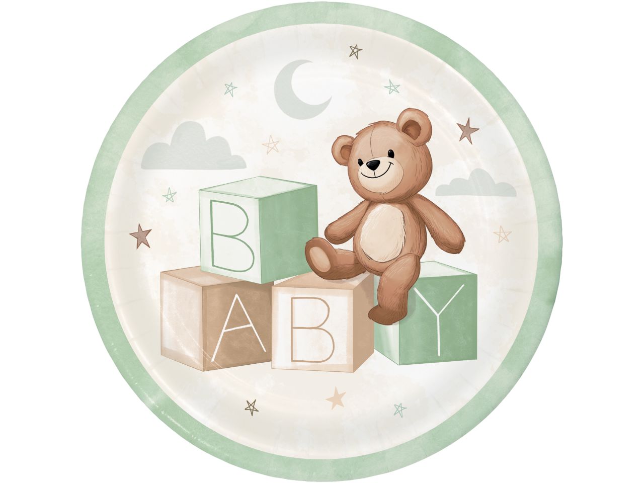 Piatto rotondo teddy bear misura 23cm - la confezione comprende 8 piatti