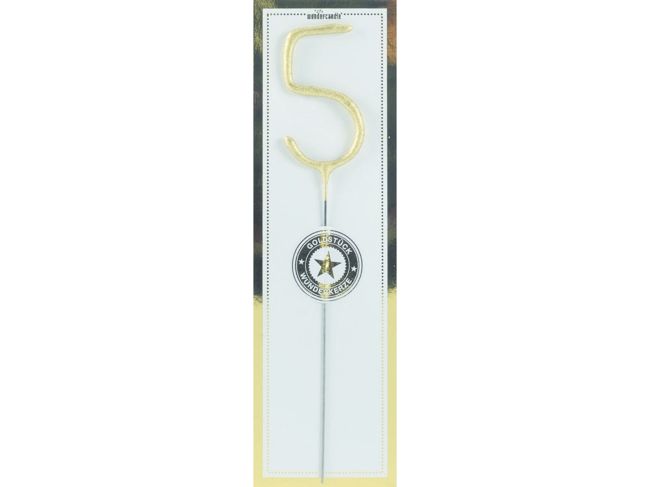 Candela scintillante in metallo h.18cm oro numero 5