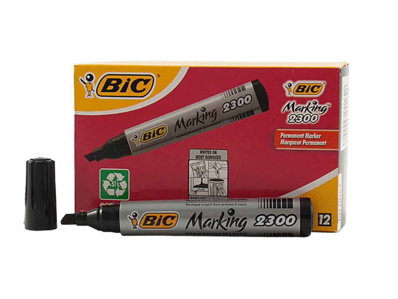 Marcatore bic nero tratto 3.7-5.5mm 12 pezzi