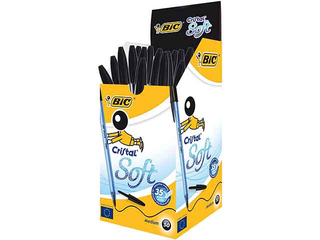 Penna a sfera bic cristal soft, punta media nera 1,2 mm