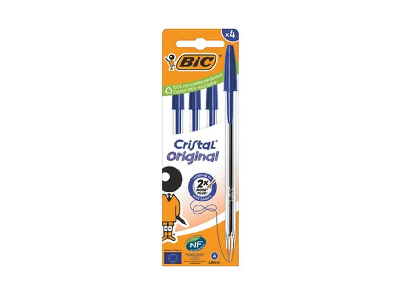 Penna Bic Cristal blu punta media, set da 4